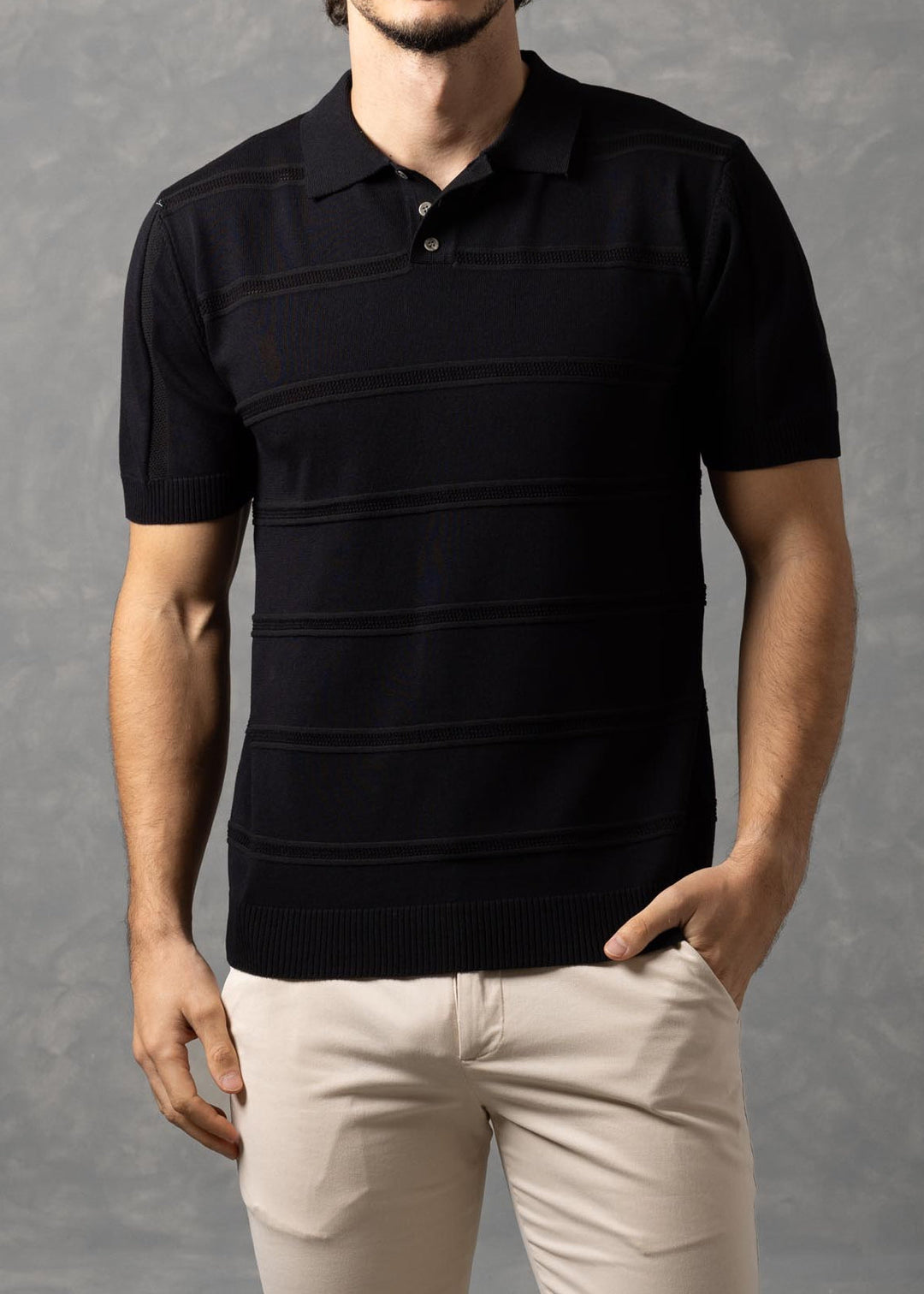 St. Tropez Horizontal Textured Knit Polo