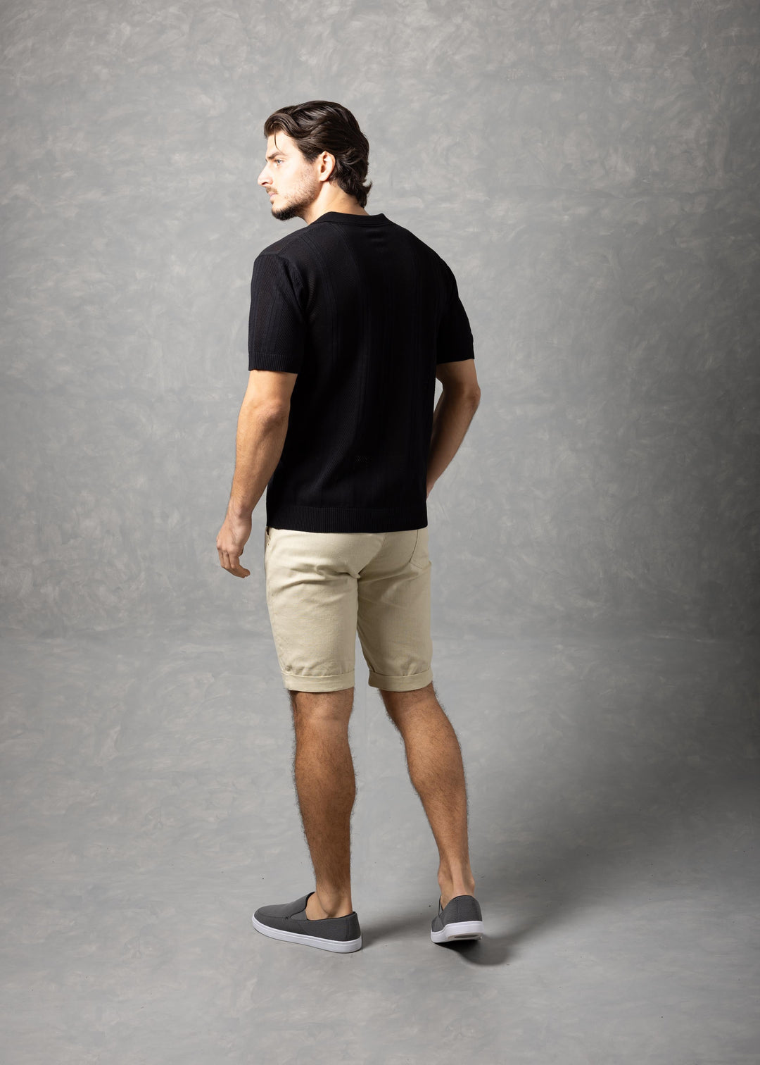 Monaco Textured Vertical Stripe Knit Polo Shirt