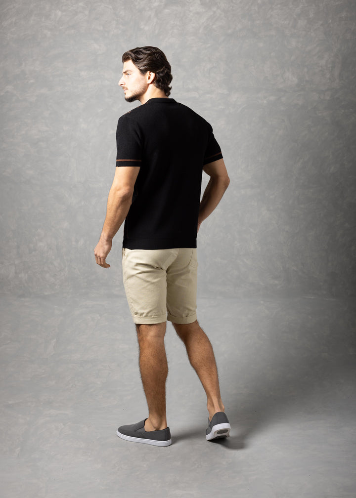 Capri Lines – Vertical Stripe Knit Short Sleeve Button-Up