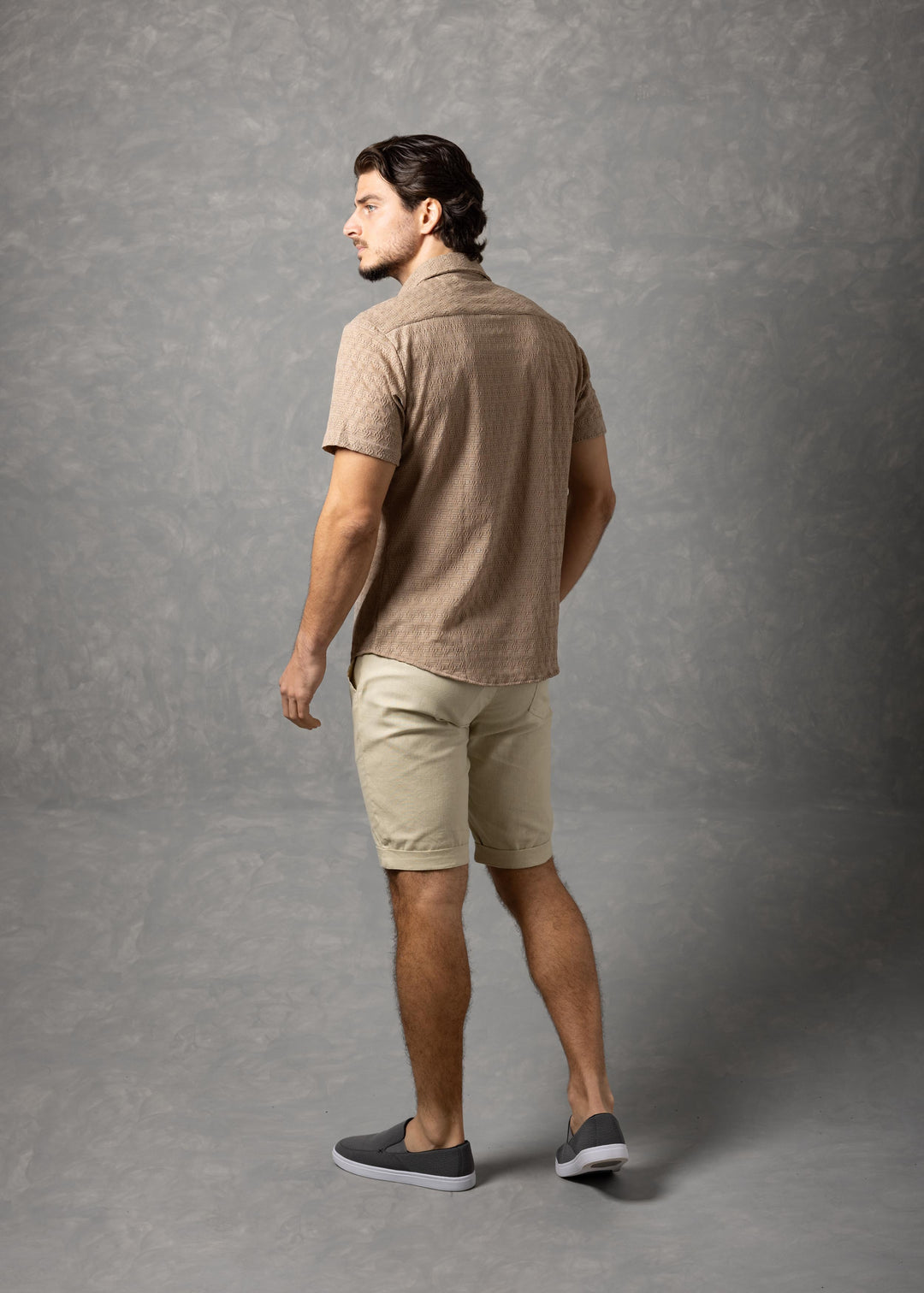 Desert Texture – Micro Knit Short Sleeve Button-Up Shirt