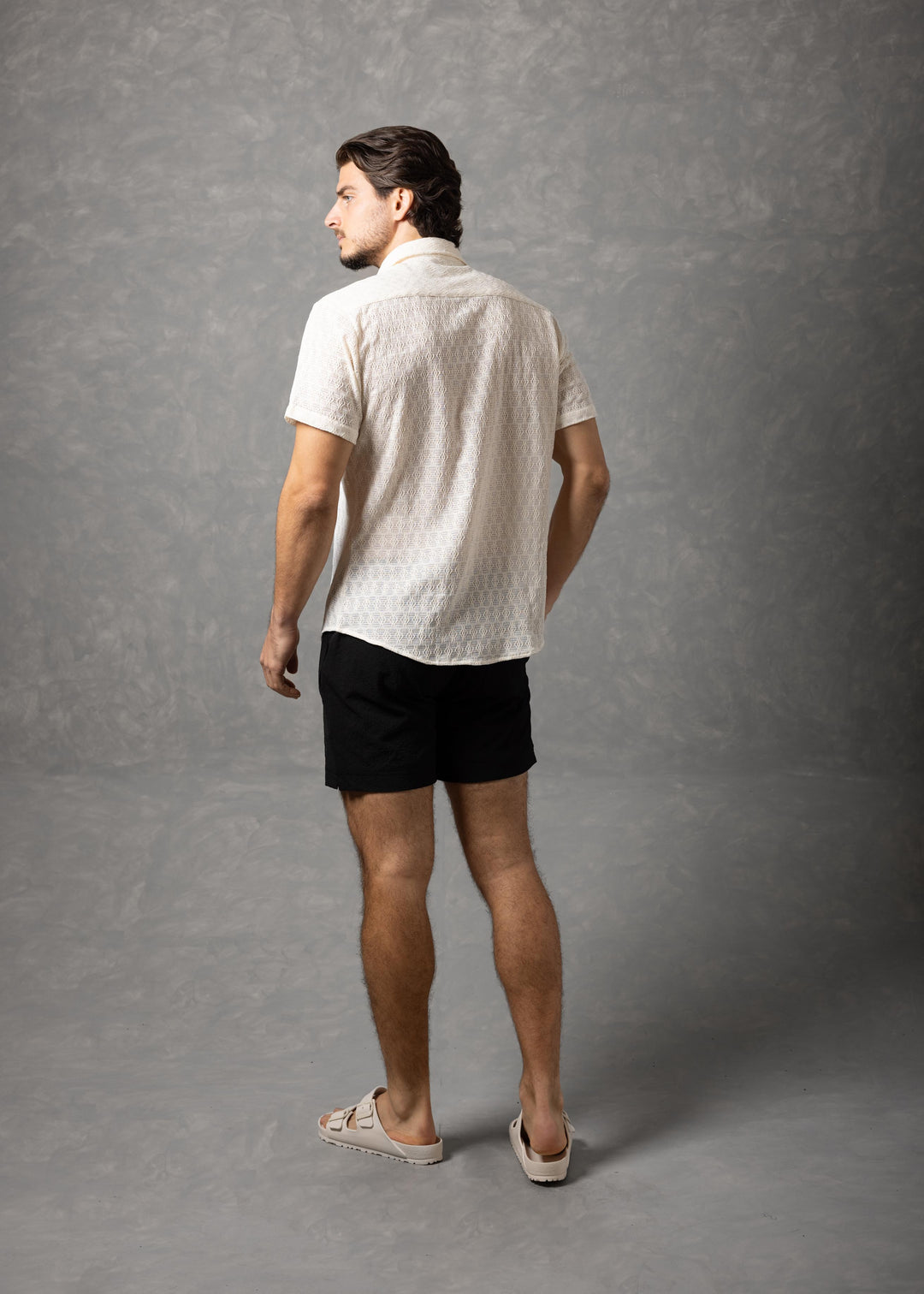 Desert Texture – Micro Knit Short Sleeve Button-Up Shirt