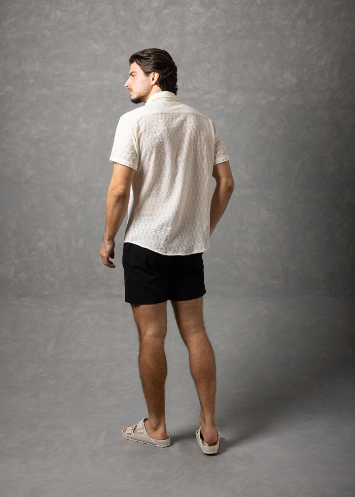 Desert Texture – Micro Knit Short Sleeve Button-Up Shirt