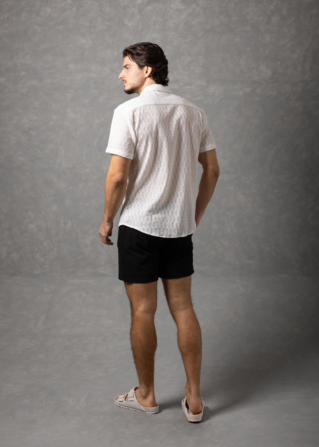 Desert Texture – Micro Knit Short Sleeve Button-Up Shirt