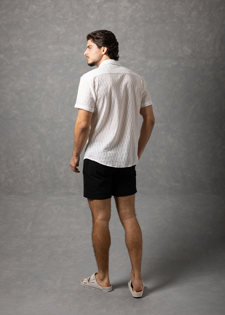 Desert Texture – Micro Knit Short Sleeve Button-Up Shirt