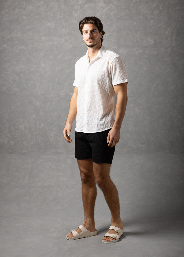 Desert Texture – Micro Knit Short Sleeve Button-Up Shirt