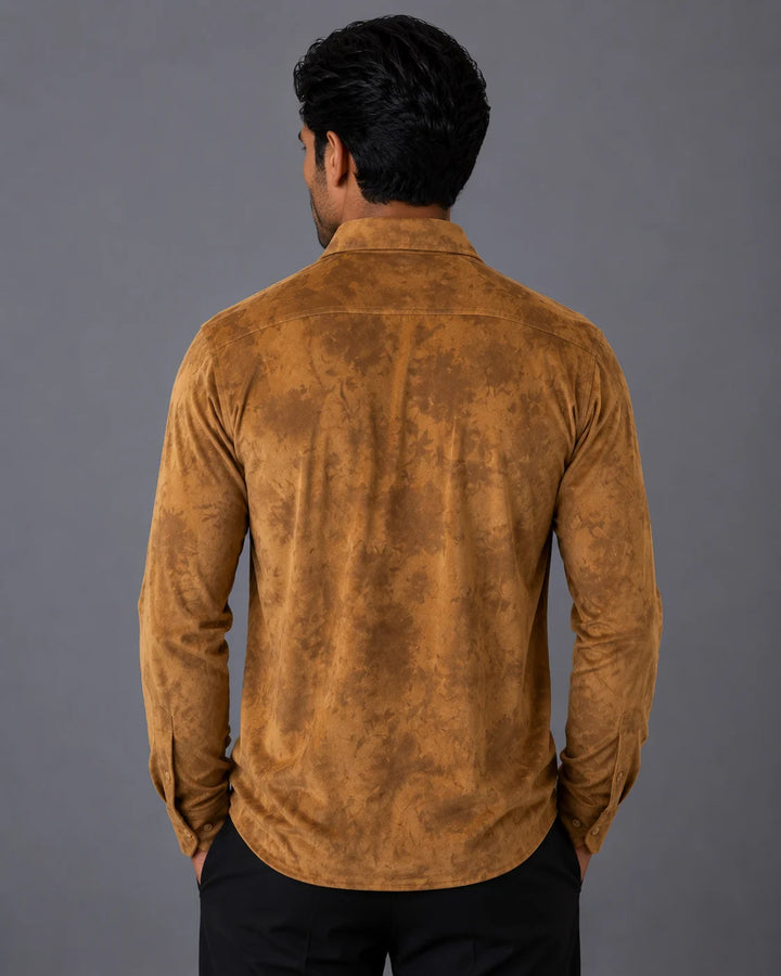 Marbled Texture Long Sleeve Button-Up Shirt