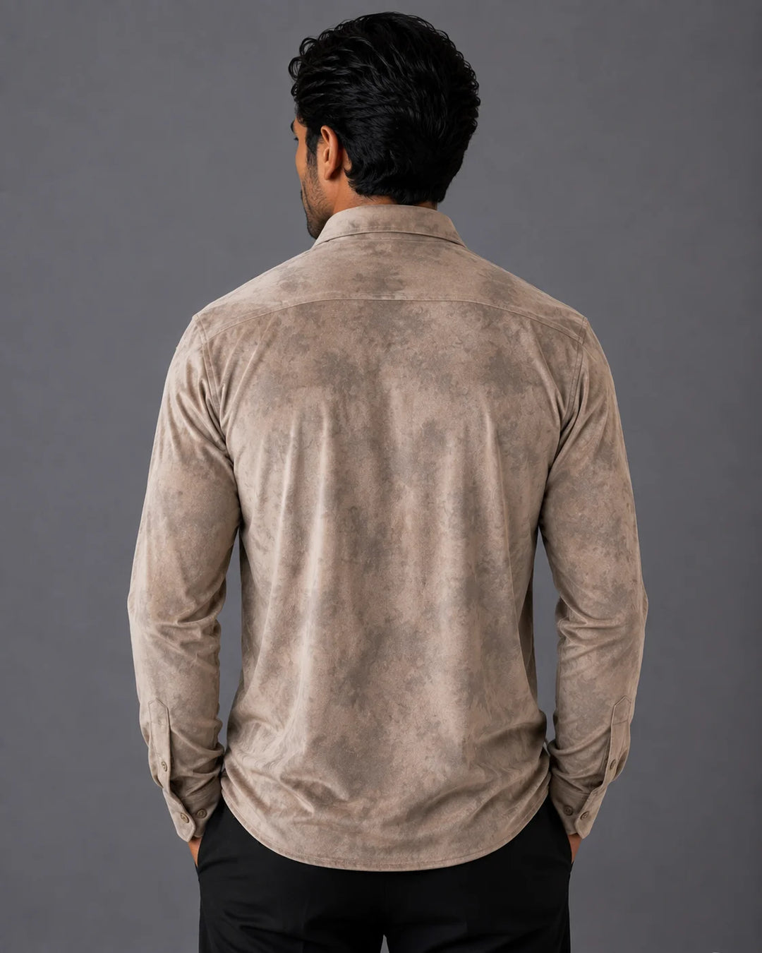 Marbled Texture Long Sleeve Button-Up Shirt