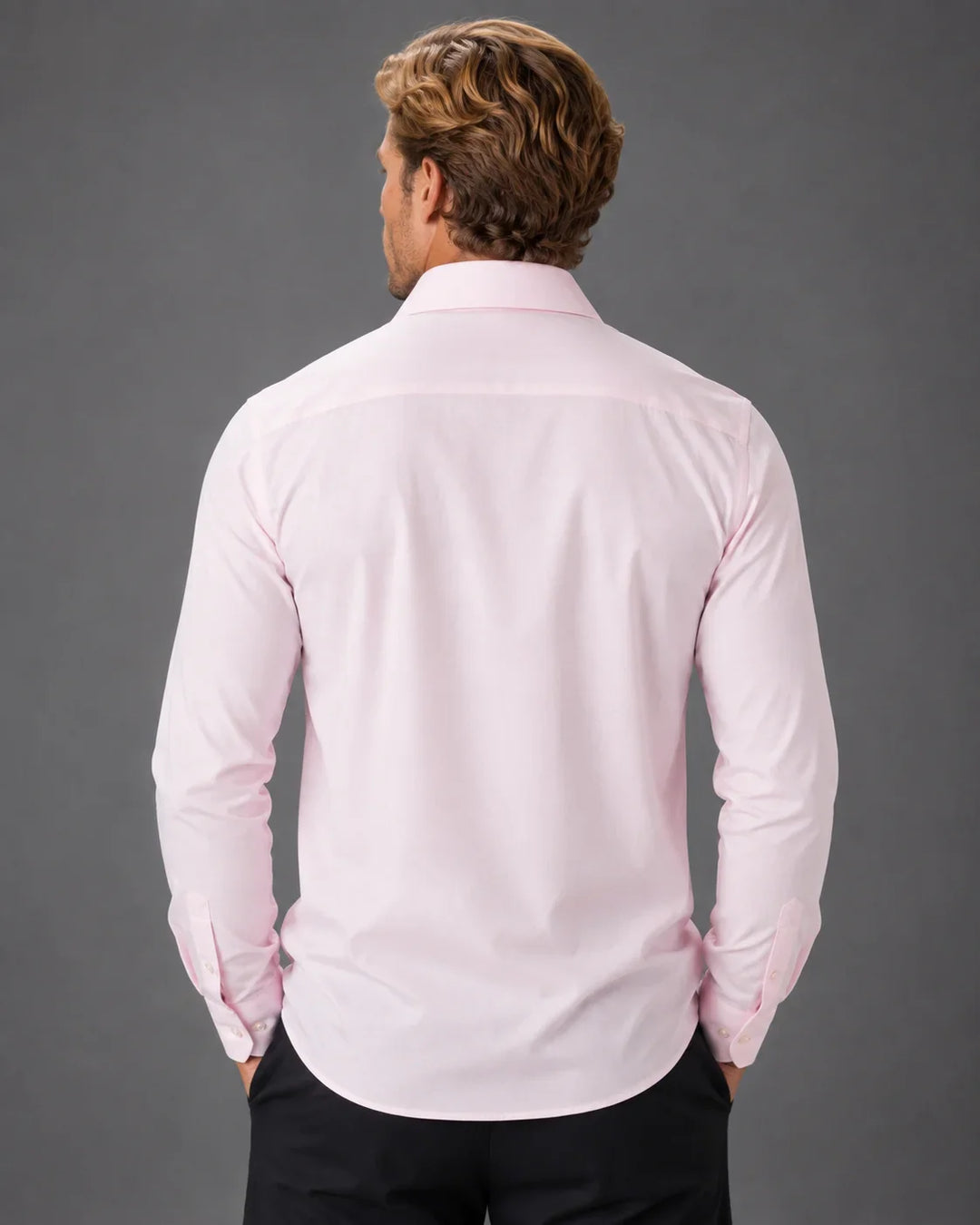 Men’s Essential Solid Button-Up Long Sleeve Dress Shirt