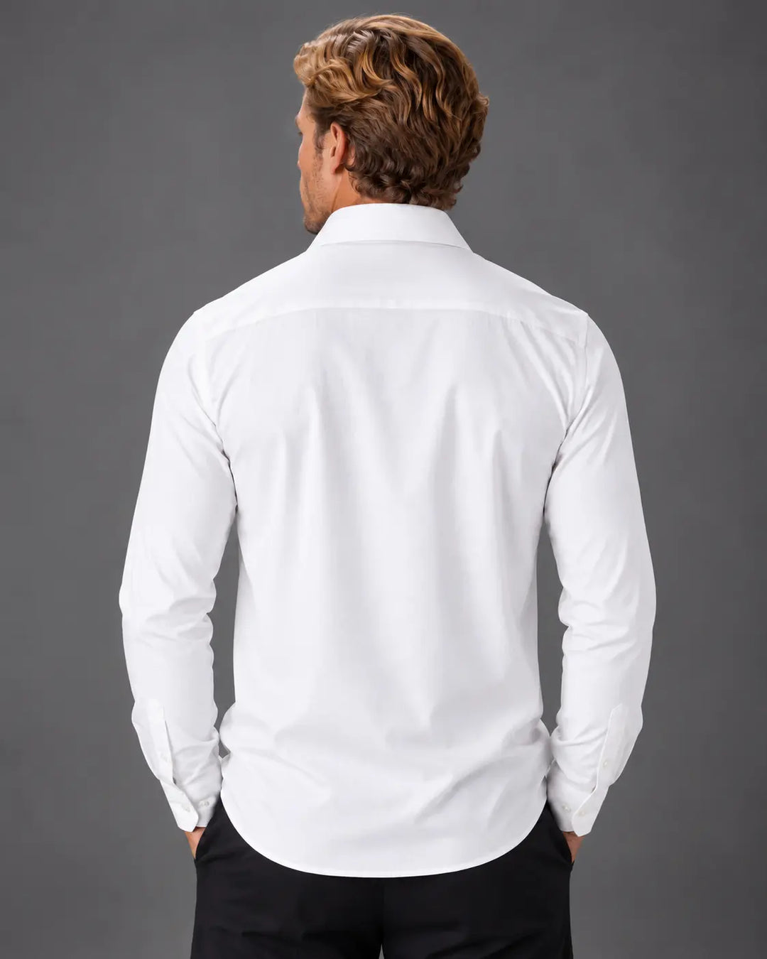 Men’s Essential Solid Button-Up Long Sleeve Dress Shirt