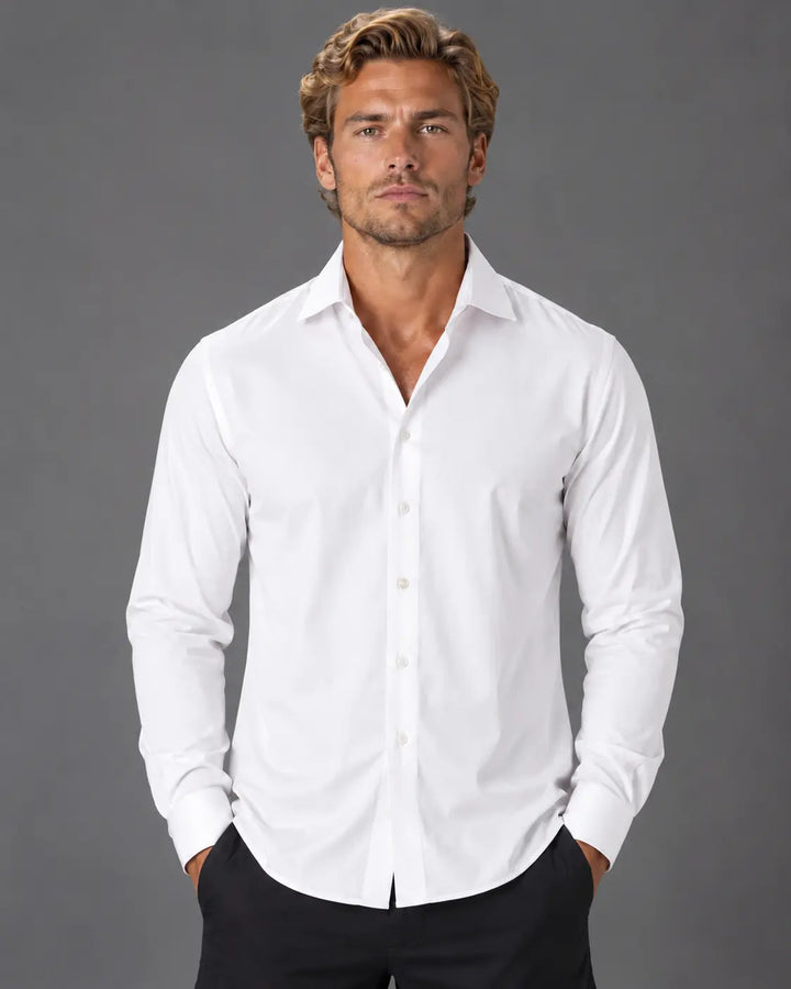 Men’s Essential Solid Button-Up Long Sleeve Dress Shirt