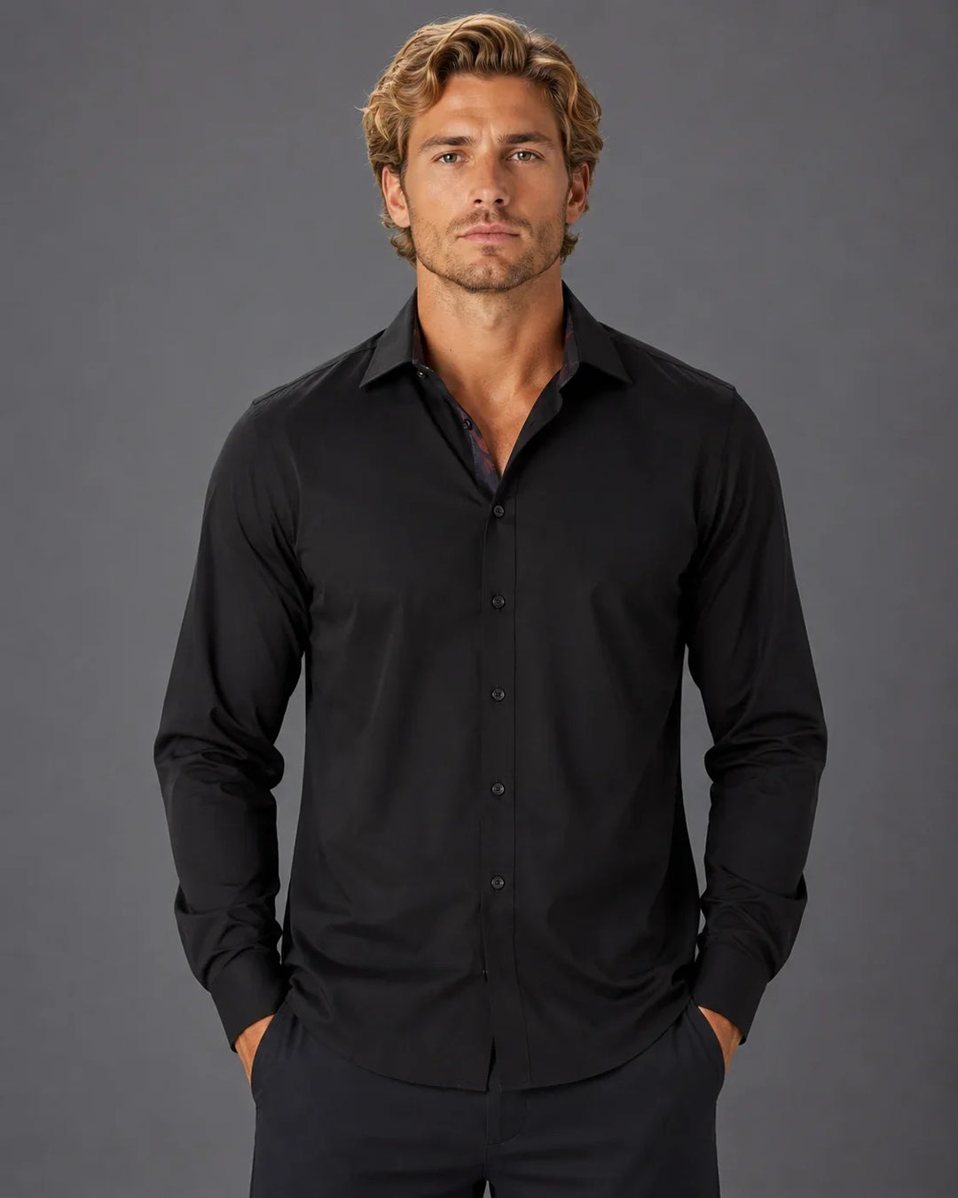 Men’s Modern Fit Button-Up Long Sleeve Dress Shirt