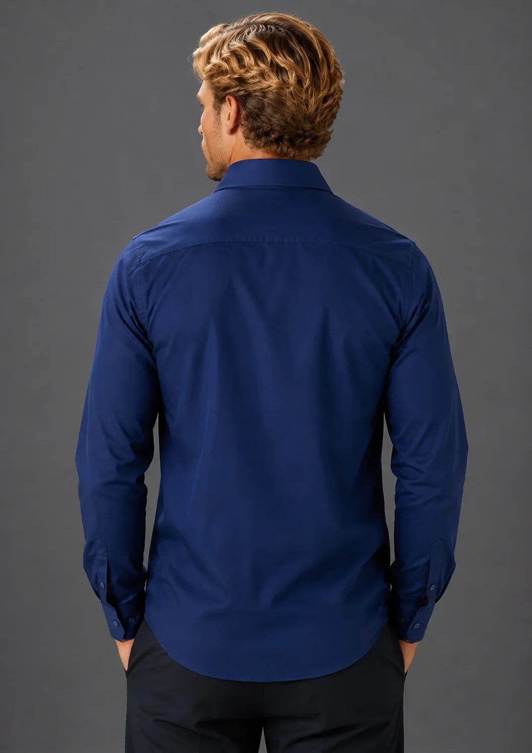 Men’s Modern Fit Button-Up Long Sleeve Dress Shirt