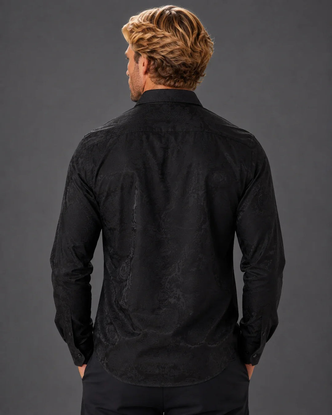 Men’s Sophisticated Print Button-Up Long Sleeve Dress Shirt