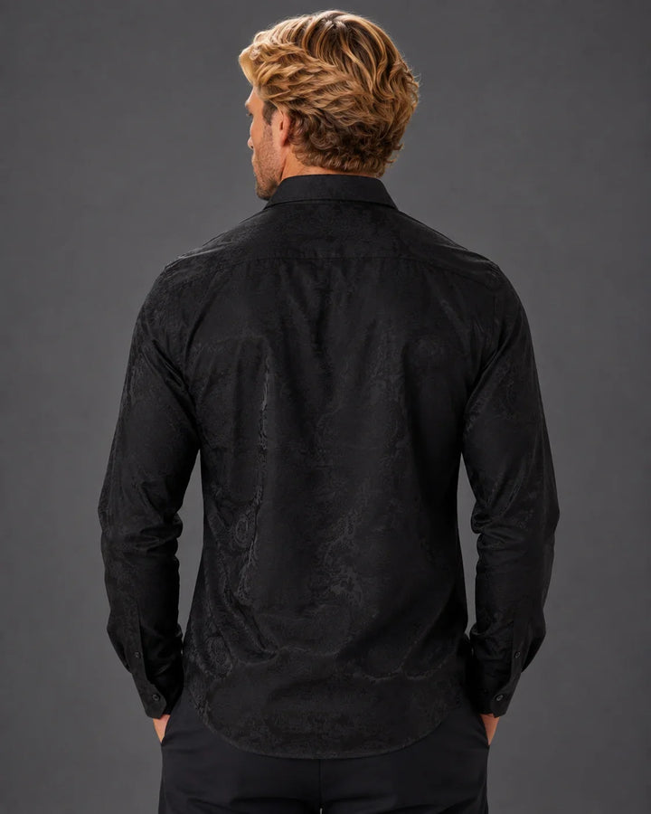 Men’s Sophisticated Print Button-Up Long Sleeve Dress Shirt