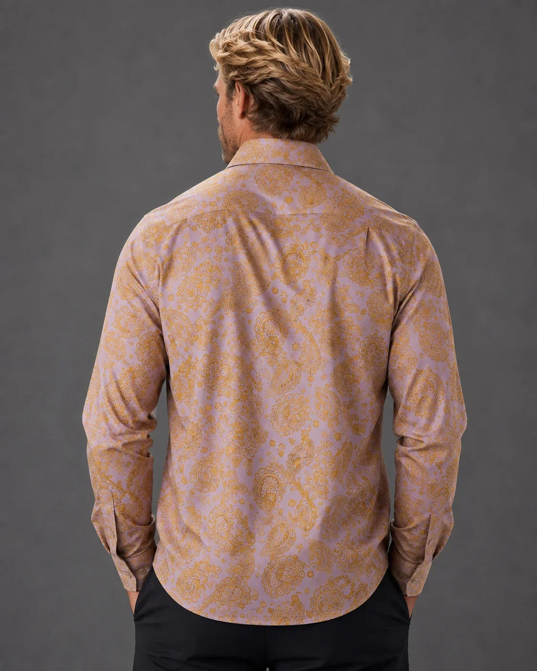 Men’s Sophisticated Print Button-Up Long Sleeve Dress Shirt