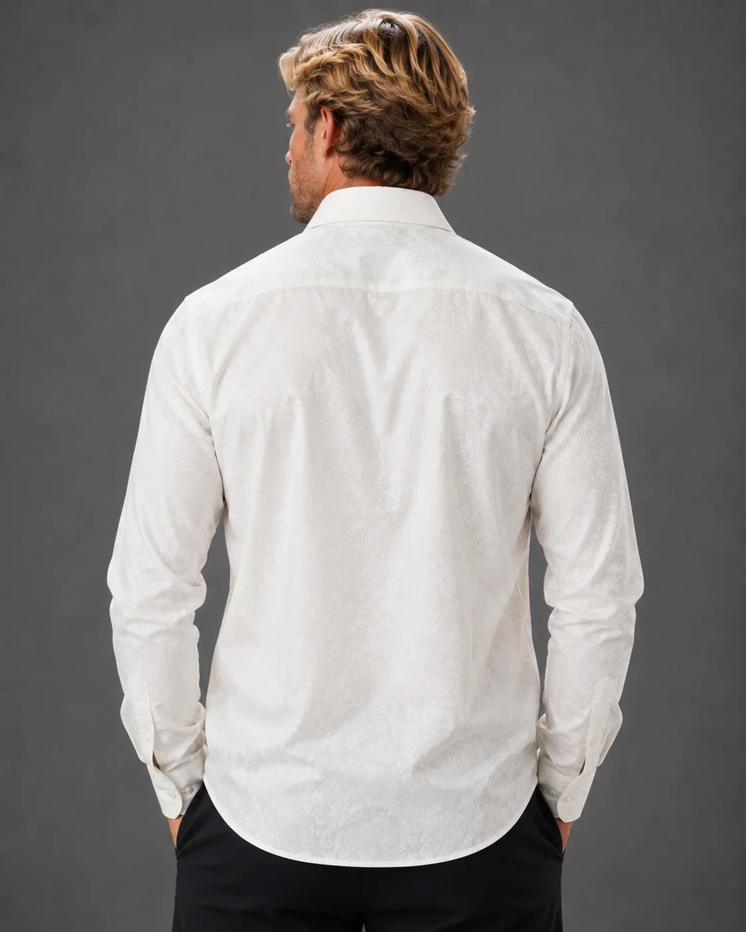 Men’s Sophisticated Print Button-Up Long Sleeve Dress Shirt