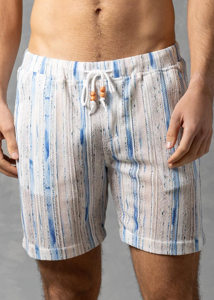 Aegean Drift Shorts – Textured Stripe Summer Shorts