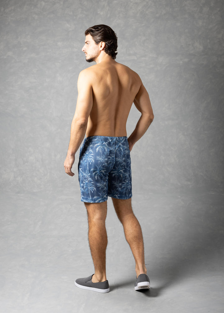 Midnight Palms Shorts – Tonal Tropical Drawstring Shorts