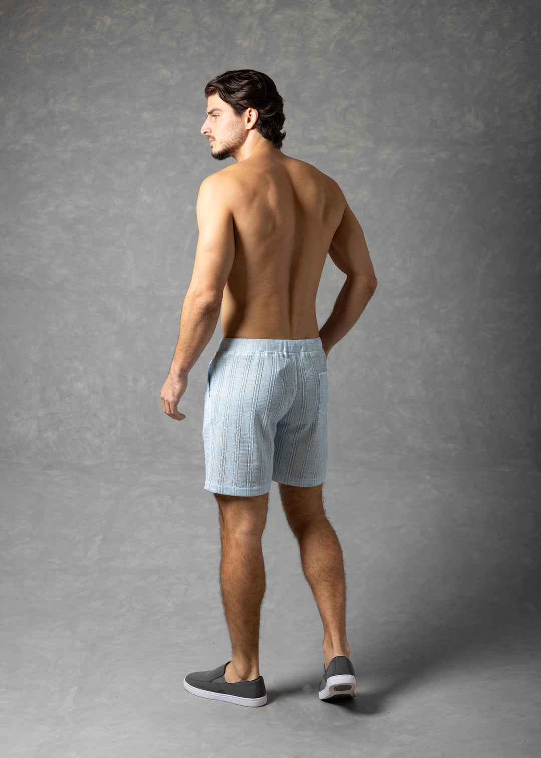 Coastal Breeze Shorts – Textured Stripe Drawstring Shorts