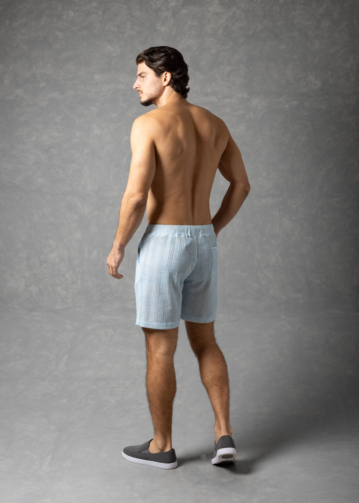 Coastal Breeze Shorts – Textured Stripe Drawstring Shorts