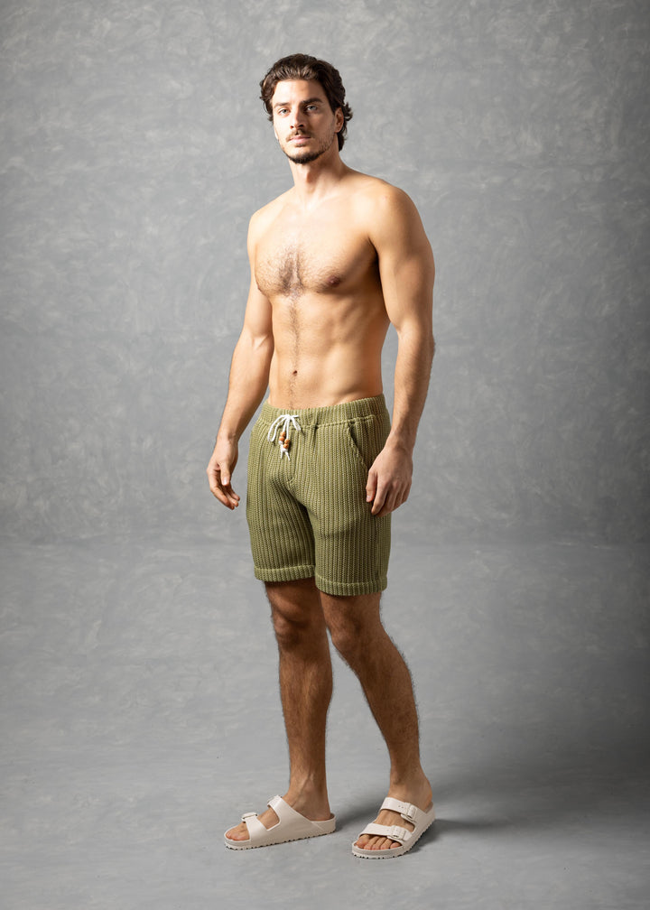 Tuscany – Textured Knit Drawstring Shorts