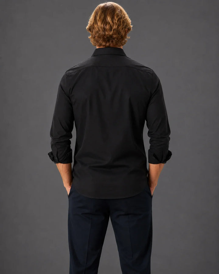 Elevated Solid Long Sleeve Button-Up Shirt