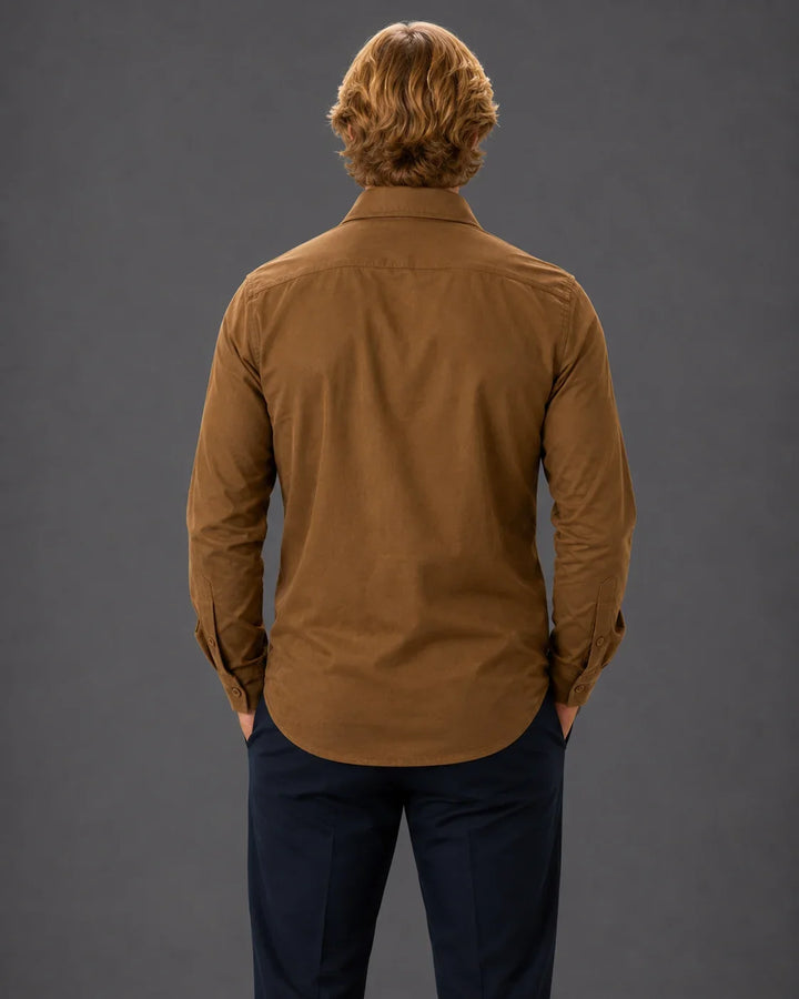 Elevated Solid Long Sleeve Button-Up Shirt