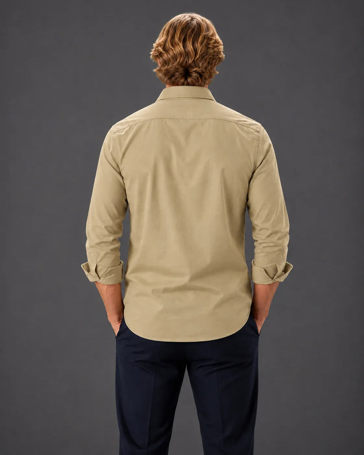 Elevated Solid Long Sleeve Button-Up Shirt