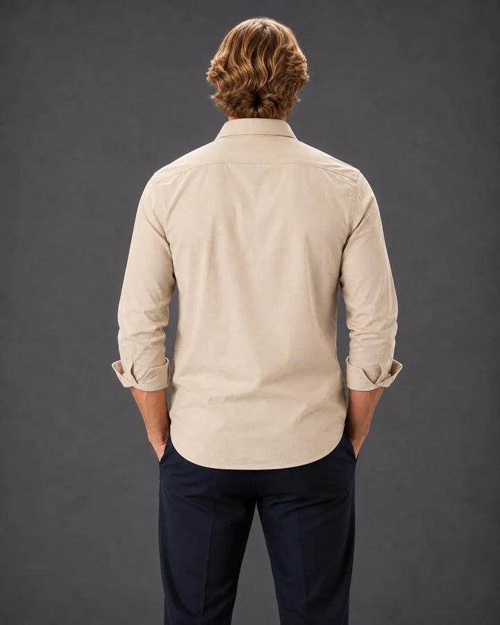 Elevated Solid Long Sleeve Button-Up Shirt