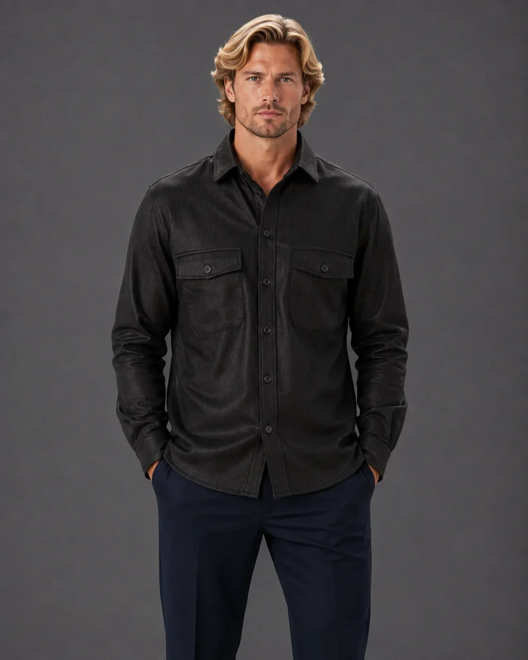 Refined Structure Button-Up Shirt Jacket