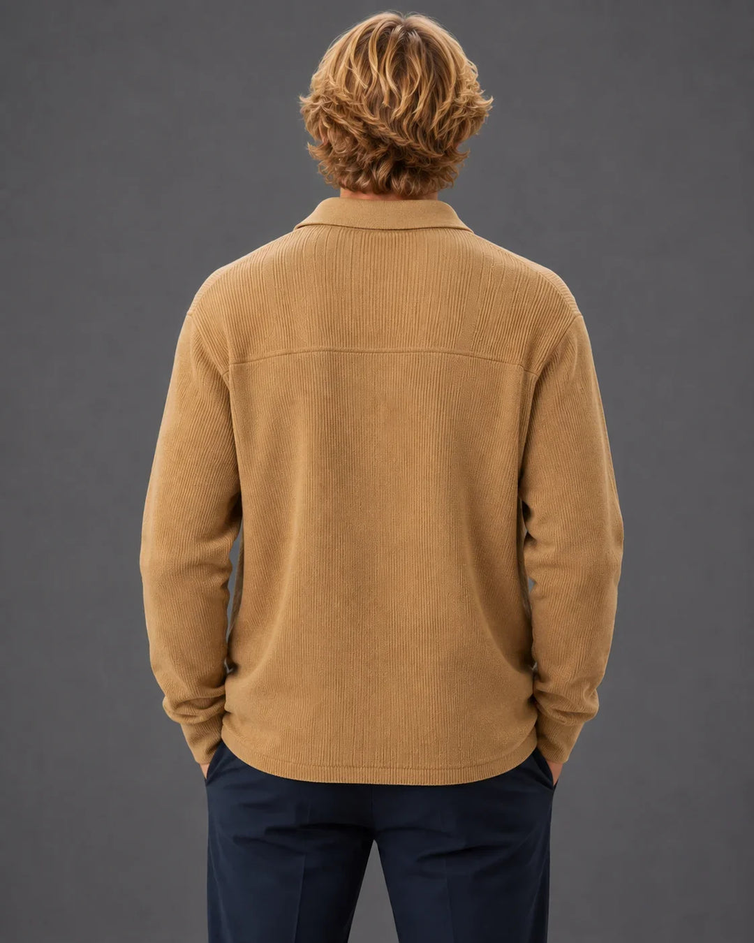 Tailored Knit Collared Button-Up Sweater