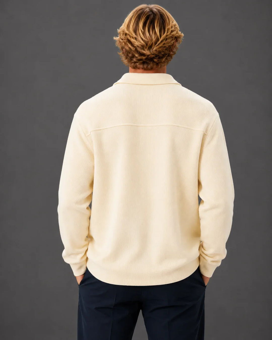 Tailored Knit Collared Button-Up Sweater