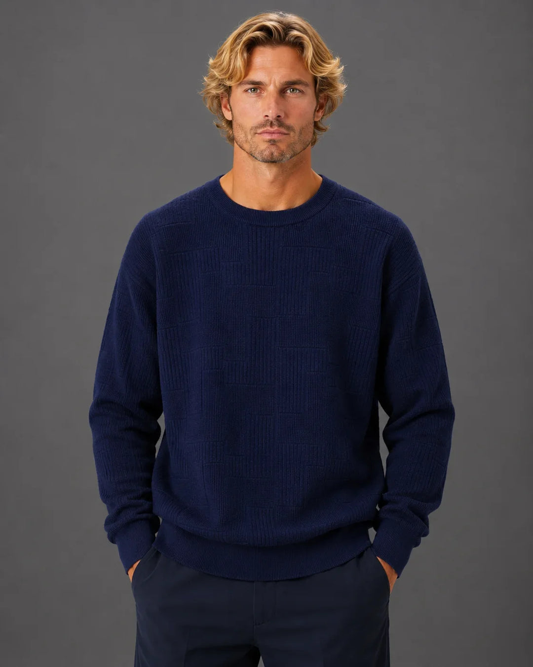 Contemporary Crewneck Knit Pullover Sweater