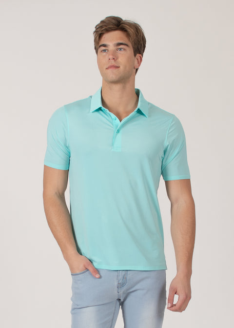Four-Way Stretch Polo with Three-Button Collar