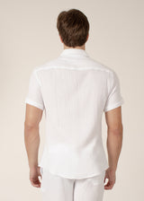 Cotton Texture Button Up Short Sleeve Dress Shirt