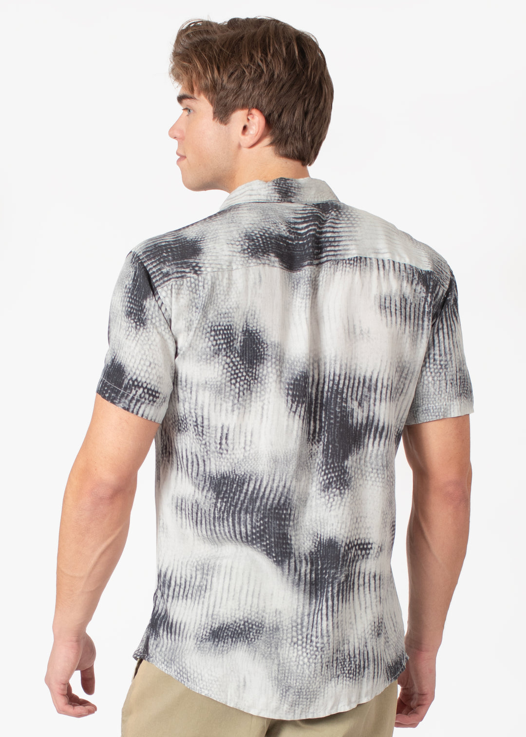 abstract dress shirts Abstract Indigo Button-Up Shirt Washed Blue Pattern S