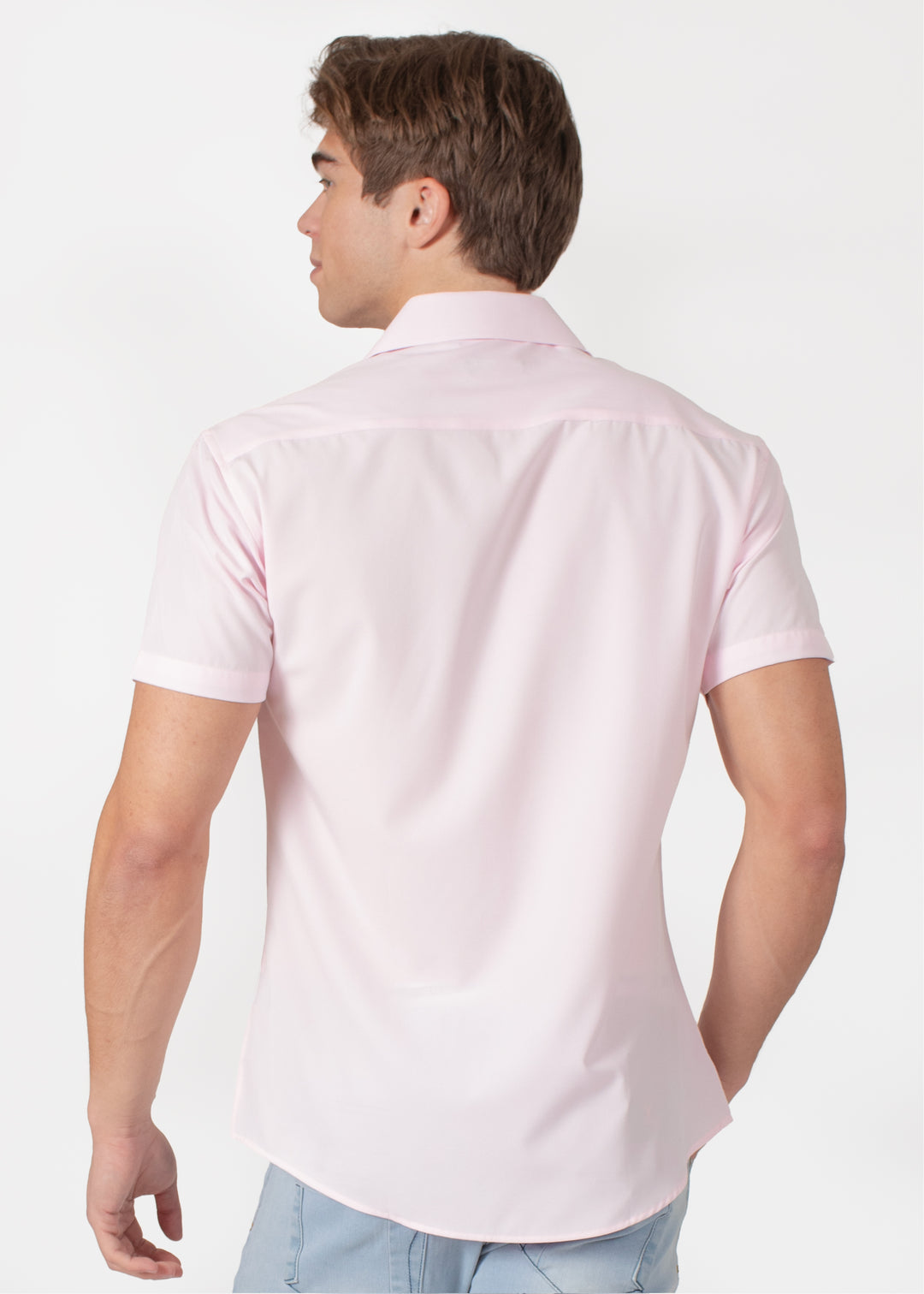 pink short sleeve dress shirt Hawes & Curtis Pink Linen Shirt | Short Sleeve | Plain