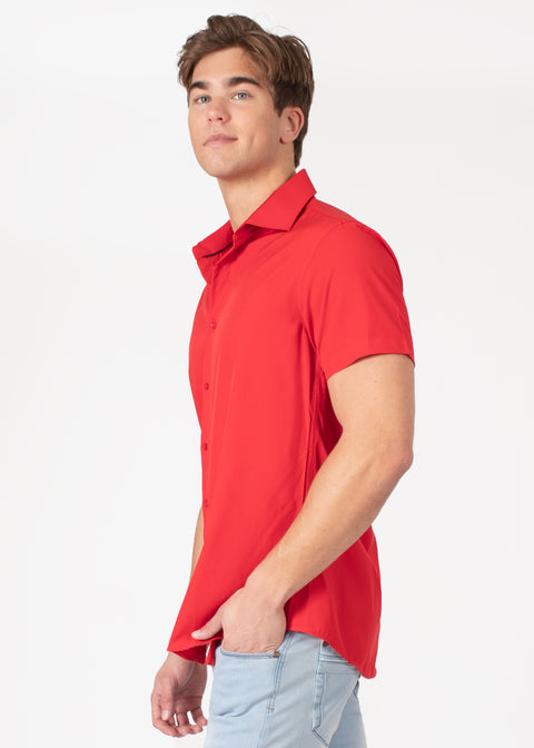 Elegant Solid Short-Sleeve Dress Shirt