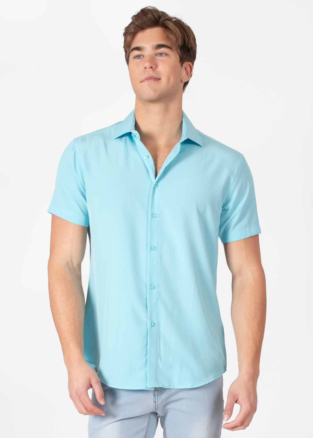 short sleeve dress shirts fashion Ash & Erie Blue Oxford Wrinkle Free Short Sleeve Shirt for Short Men Blue Oxford / L / Standard