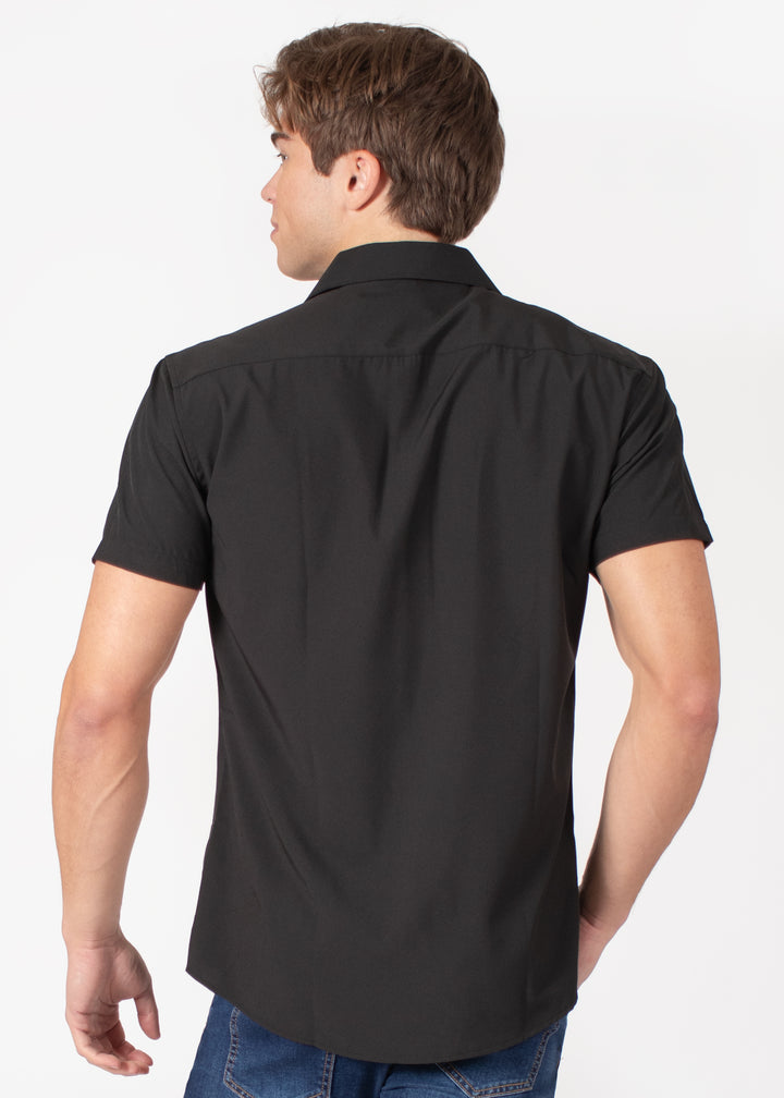 Textured Collar Fit Short Sleeve Dress Shirt