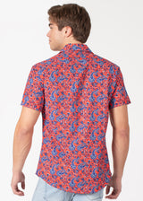 Short Sleeve Dress Shirt with Abstract Paisley Print