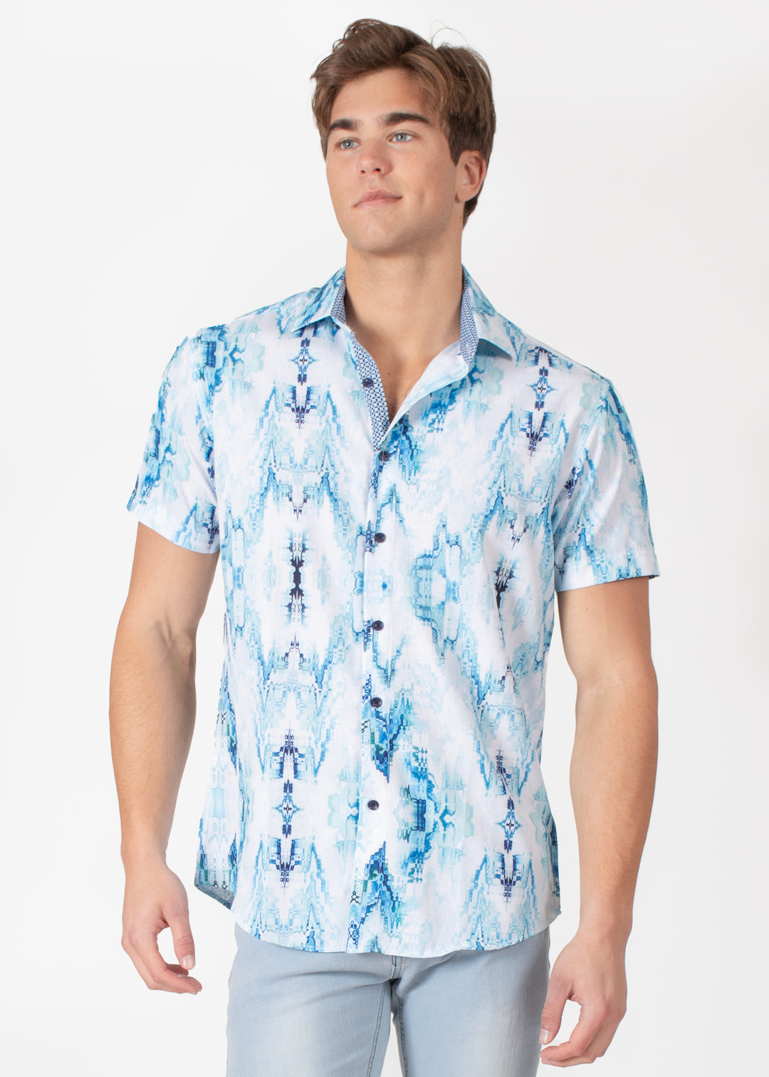 fractal dress shirts Fractal Cotton Shirt, Mens Dress Shirt, Long Sleeve Button Down, Gift for Man, Rave Mandelbrot Set, Fibonacci Curve, Tie Dye Tied Dyed Red