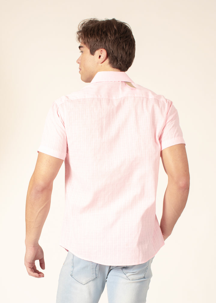 Button Up Short Sleeve Soft Stripe Pattern