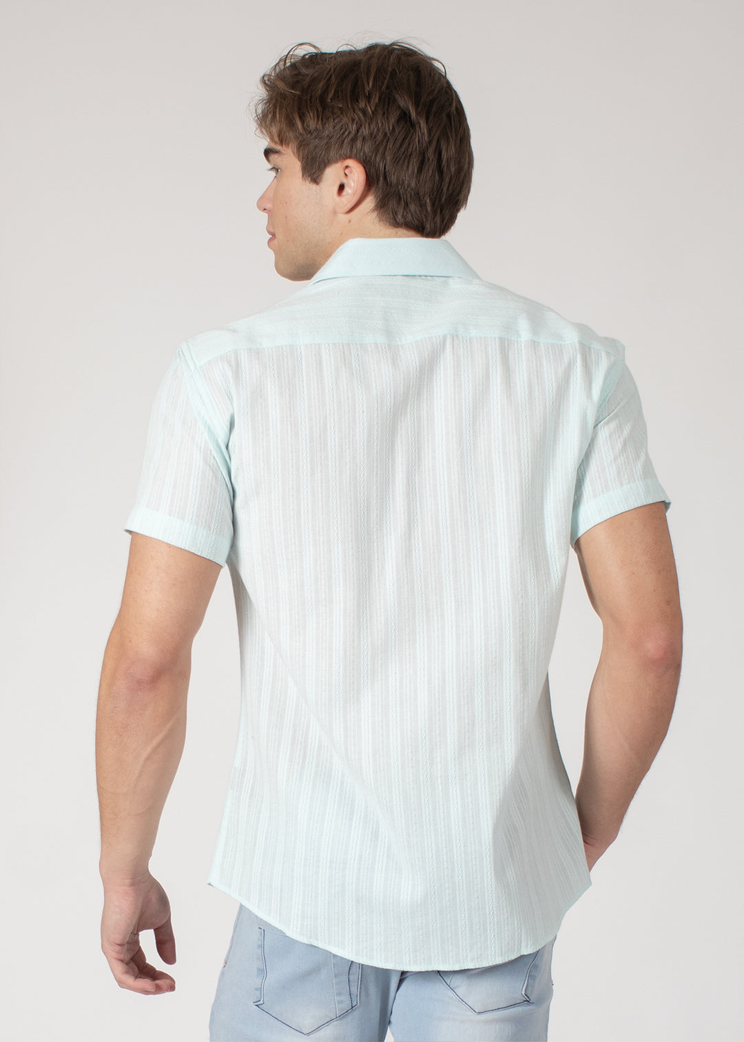 Button Up Short Sleeve Soft Lines Pattern