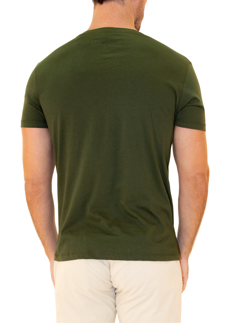 Men's Essentials Cotton V-Neck Solid Olive Green