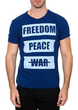 Freedom Peace Graphic Tee Blue Steel
