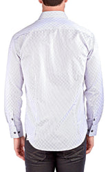 White Checkered Texture Long Sleeve Dress Shirt