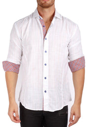 Men's Modern Fit Cotton Button Up Plaid Contrast Cuffs