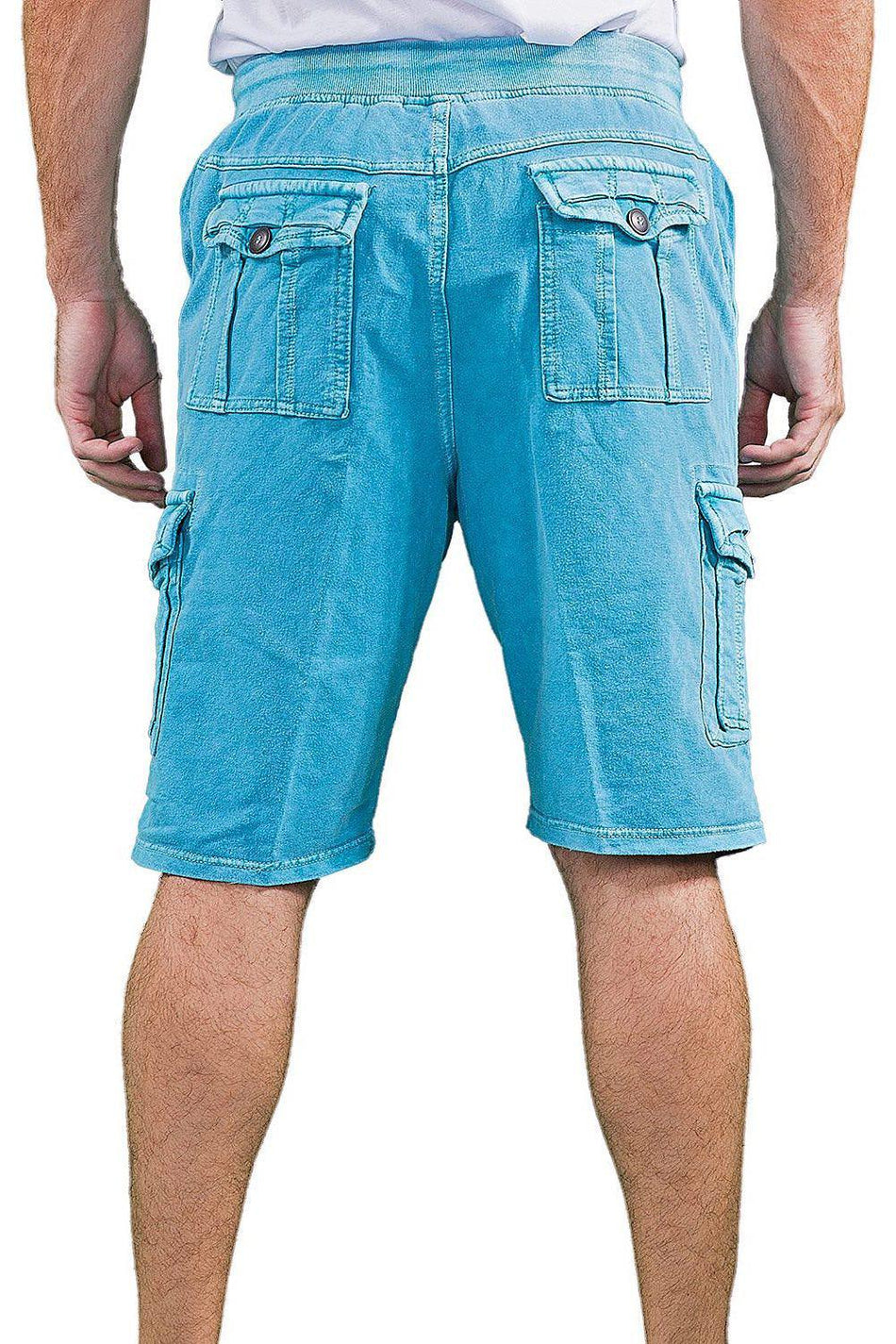 BESPOKE SPORT - 163101 - Turquoise Drawstring Cargo Shorts for Men - www.bespokemoda.com