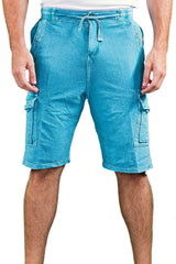 BESPOKE SPORT - 163101 - Turquoise Drawstring Cargo Shorts for Men - www.bespokemoda.com